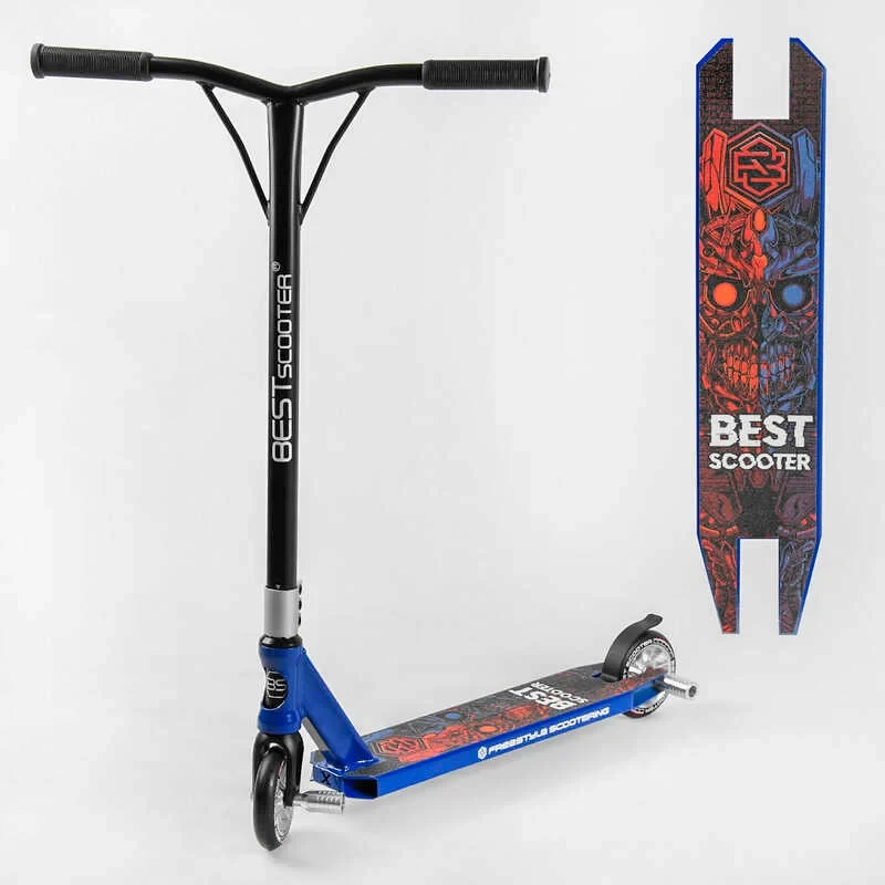 Самокат трюковий Best Scooter синій HIC-система пеги алюмінієвий диск і дека колеса PU d 110м