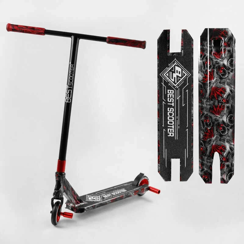Самокат трюковий Best Scooter червоний HIC система пеги алюмінієвий диск і дека колеса 110 мм PU