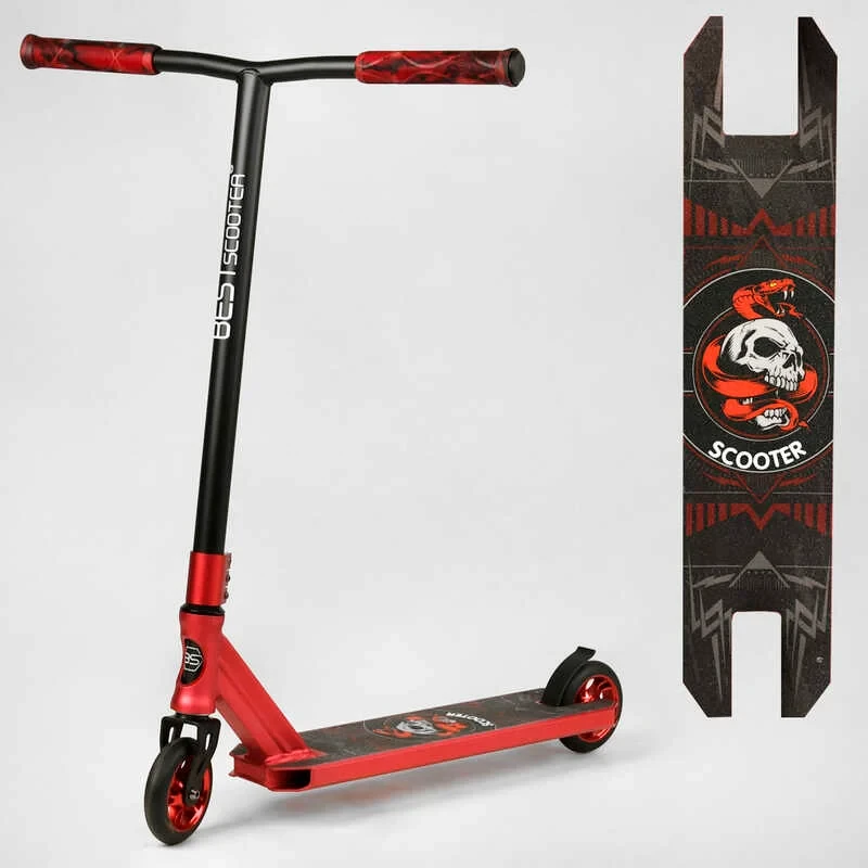 Труковий самокат червоний Best Scooter HIC-система пеги алюмінієвий диск та дека анодоване фарбування PU 110мм