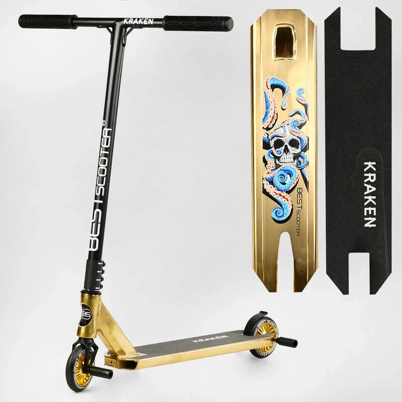 Труковий самокат Best Scooter Kraken жовтий HIC система пеги алюмінієвий анодована фарбування колеса PU 110м