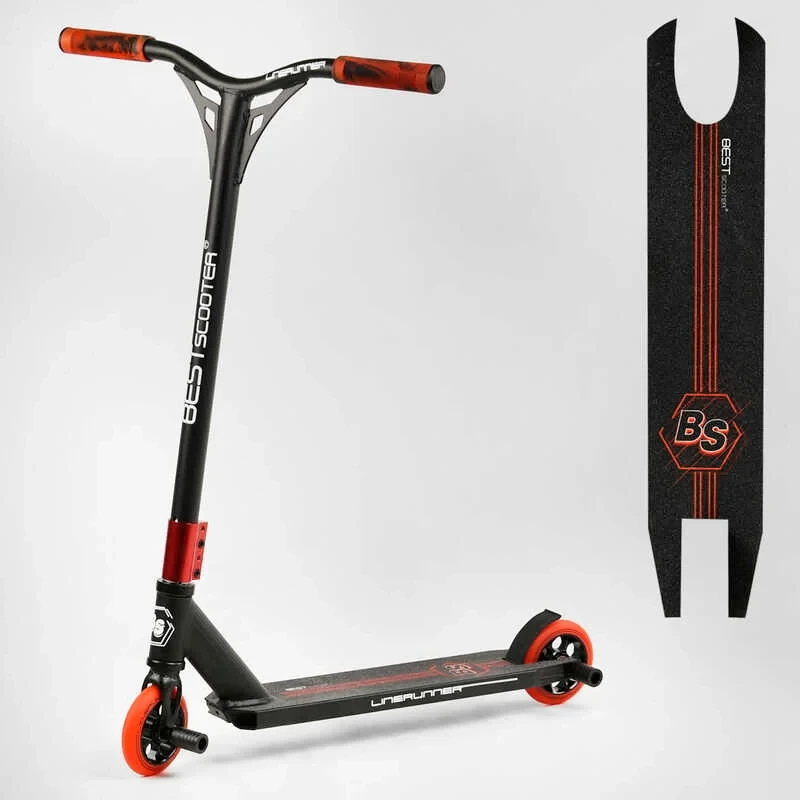 Самокат трюковий червоний Best Scooter LineRunner HIC система пеги алюмінієвий диск і дека коліщатка 110 мм PU