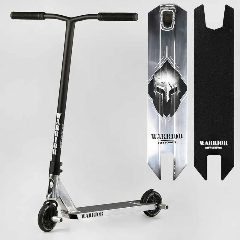 Труковий самокат сірий Best Scooter Warrior HIC система пеги алюмінієвий диск та дека колеса PU 120 мм
