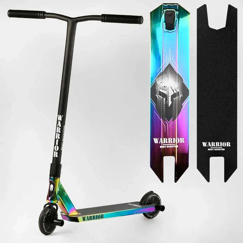 Труковий самокат бірюзовий Best Scooter Warrior HIC система пеги алюмінієвий диск та дека, колеса PU 120 мм, фото 1