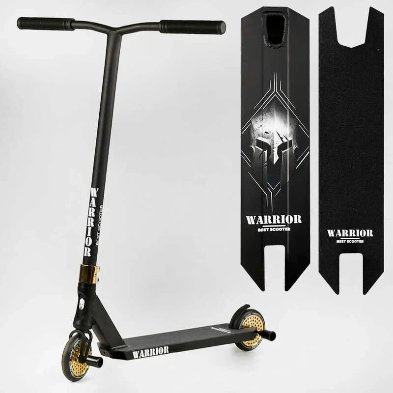 Труковий самокат жовтий Best Scooter Warrior HIC система пеги алюмінієвий диск та дека колеса PU 120 мм