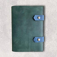 Шкіряна  жіноча обкладинка для щоденника (ручної роботи) А5 зелена з натуральної шкіри