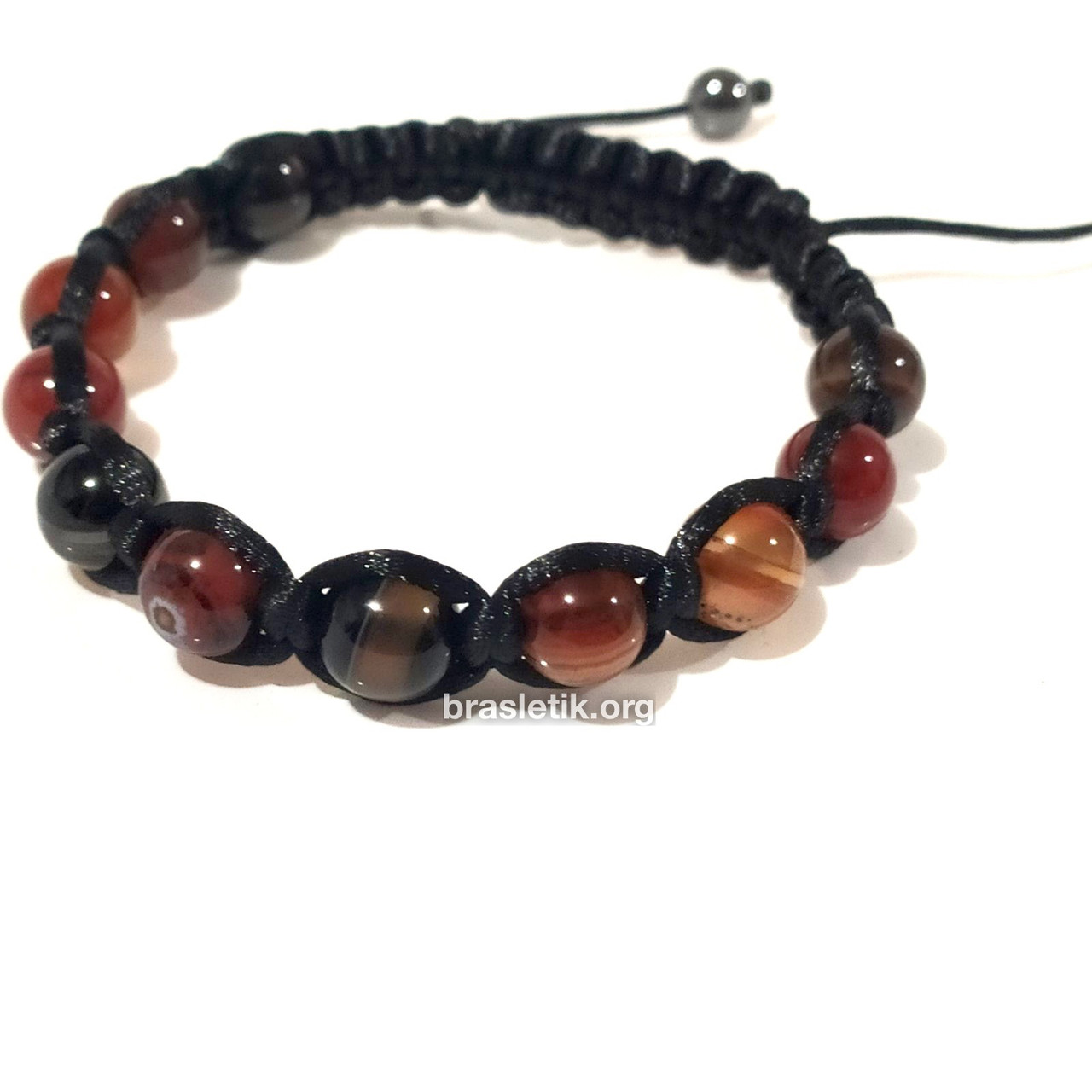 Браслет із сердолика темного shamballa