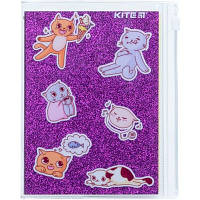 Блокнот А6 80арк., в клітинку, силіконова обкладинка Kite Purple cats