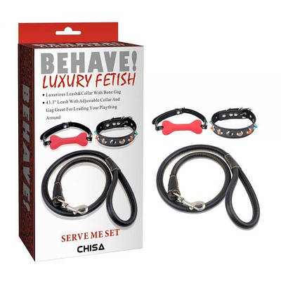 Набір з кляпа для рота і нашийника з повідцем Chisa Serve Me Set Talla