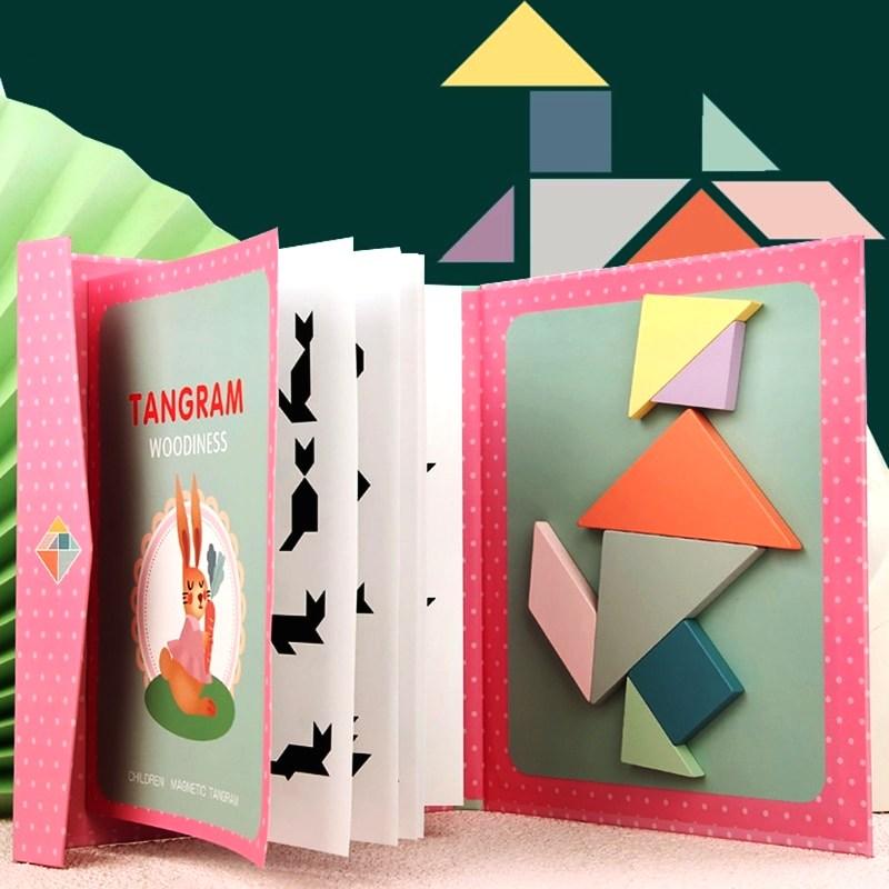 Танграм для малюків (Tangram) Дерев'яна магнітна гра головоломка Танграм, фото 1