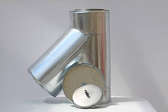 Трійник для димоходу утеплений діаметр 120/220мм нерж/оцинк 45гр 0,5мм (сендвіч) AISI 304