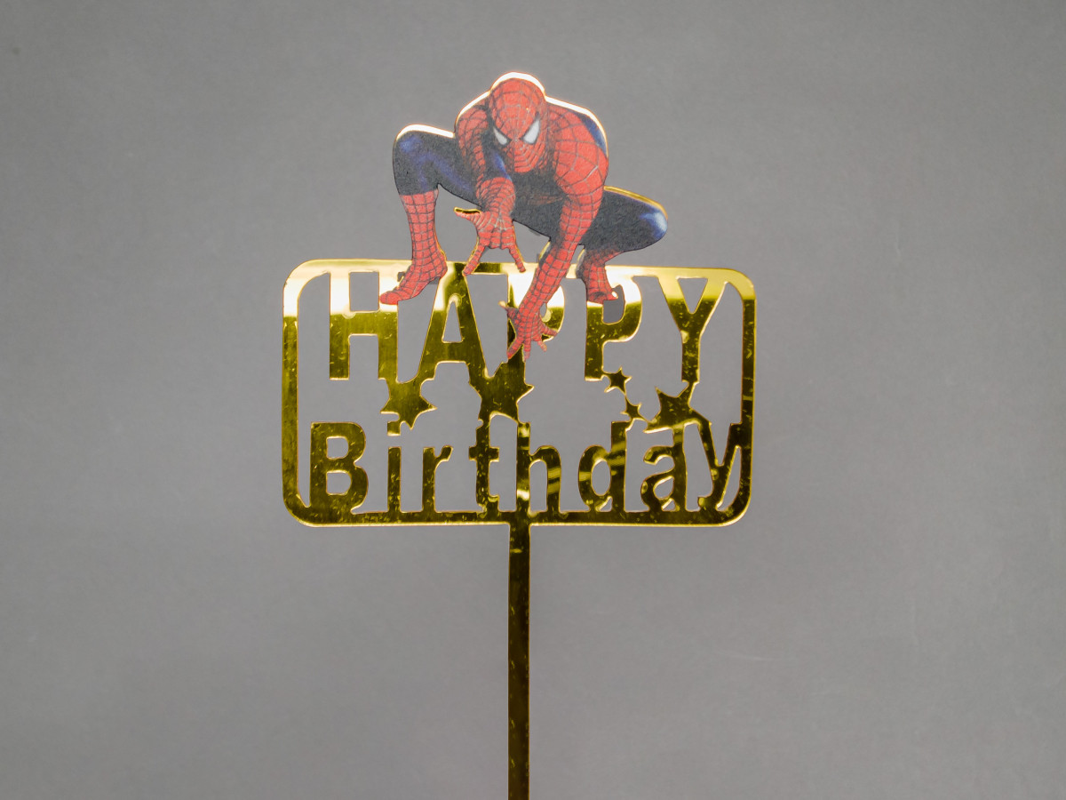 Дзеркальний топпер Happy Birthday Людина Павук