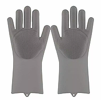 Многофункциональные силиконовые перчатки Magic Brush | Серые