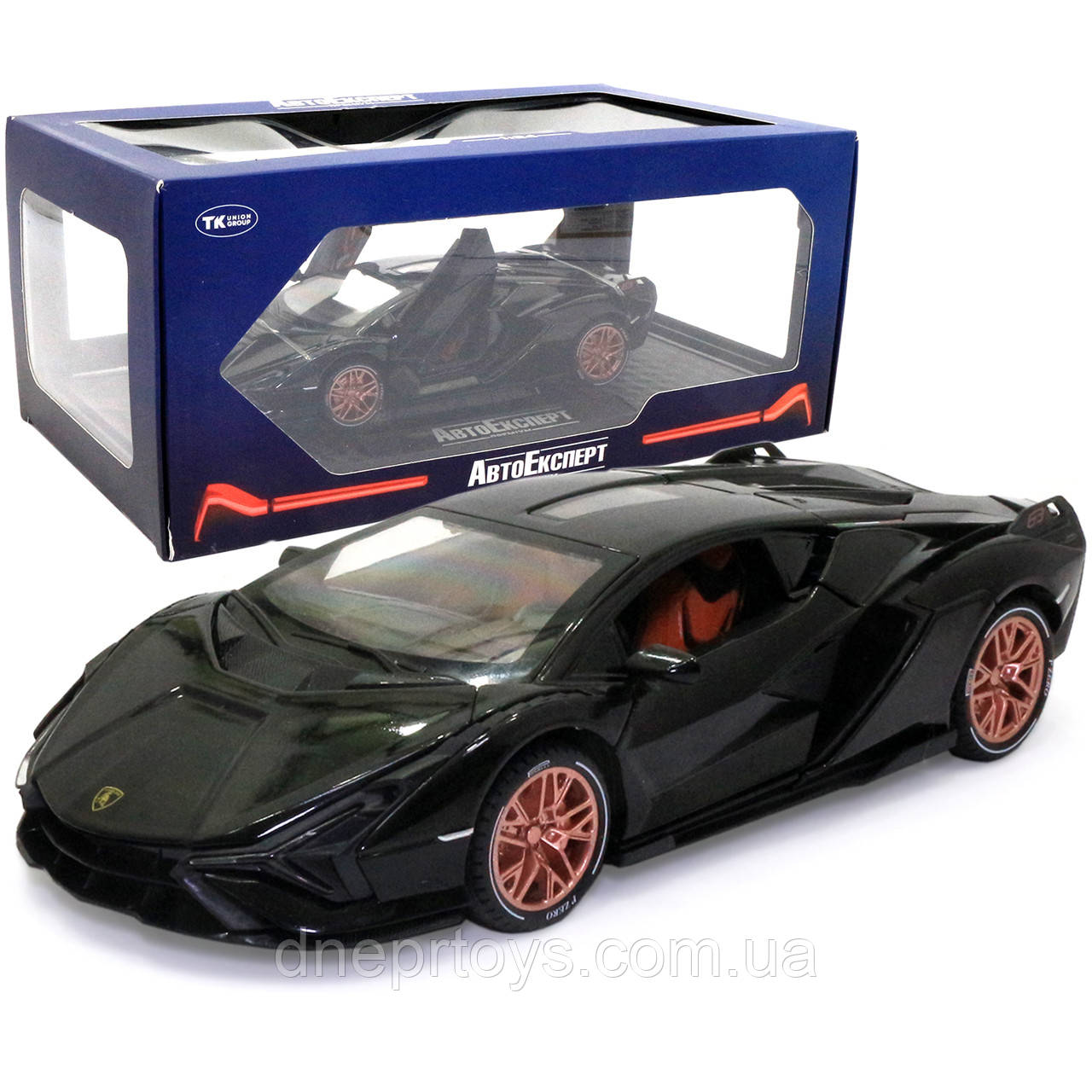 Іграшкова машинка металева Lamborghini Sian «АвтоЕксперт», Ламборджіні Сіан, світло, звук, 20*8*5 см чорний (GT-1502), фото 1