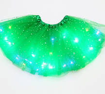 Дитяча спідниця пачка світиться святкова карнавальна зелена, довжина - 28 см (русалочка, квіточка і т. д.)