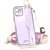 Чохол Luxury для Iphone 12 бампер із ремінцем Purple