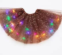 Дитяча спідниця пачка світиться ошатна коричнева, довжина - 28 см