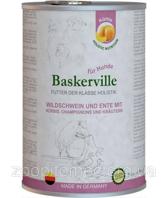 Консерва для собак Baskerville (Баскервіль) Холістик кабан, качка, гарбуз, зелень 400 г, фото 1