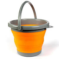 Складное силиконовое ведро на 5л Collapsible Bucket, с ручкой Оранжевый