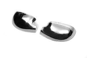 Renault Logan 2005-2008 Накладки на дзеркала верхні (2 шт., нерж) Carmos TMR Накладки на дзеркала Рено Логан 1