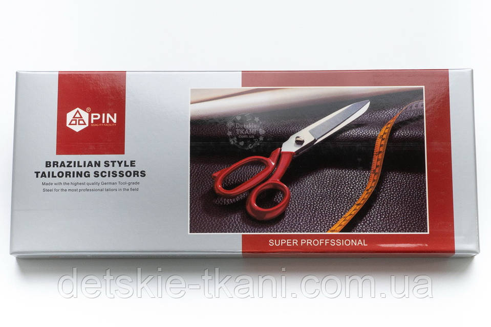 Кравецькі ножиці 23 см з червоними ручками PIN BRT-09 оптом і в