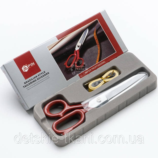 Кравецькі ножиці 23 см з червоними ручками PIN BRT-09 оптом і в
