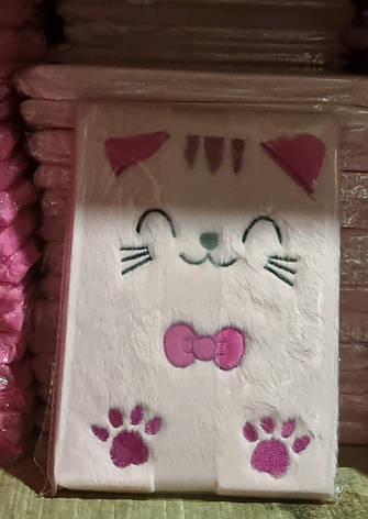 Блокнот дитячий А5 хутряний No4035 "Кішка" у лінію, 80 л, мікс, фото 1