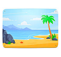 Цветная Основа для Бизиборда 50х35 см "Пляж" (толщина 0,8 см) Фанера 8 мм + Односторонняя Печать