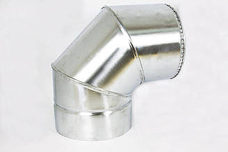 Коліно для димоходу утеплене діаметр 130/200мм нерж/оцинк 90гр 0,8мм (сендвіч) AISI 304