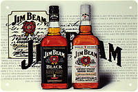 Металлическая табличка / постер "Джим Бим / Jim Beam (Black And White)" 30x20см (ms-103472)