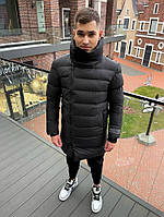 Пуховик зимовий подовжений куртка LNS — X, чорна