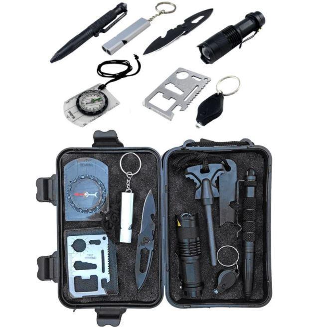 Туристичний багатофункціональний набір інструментів для виживання Black Shark 9 в1, кемпінгу і туризму, фото 1