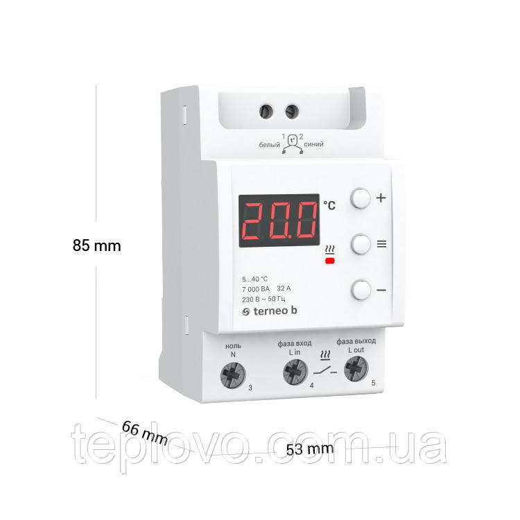 Терморегулятор цифровой terneo b, на din-рейку 32 А, для теплого пола - фото 2 - id-p1586327827