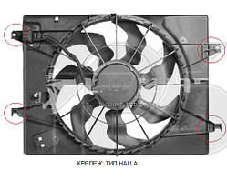 Дифузор З Вентилятором радіатора Дротів: Один. Кріплення: Тип Halla Hyundai Tucson
Kia Sportage