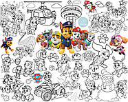 Розмальовка Щенячий патруль / Paw patrol, Мега велика розмальовка, набір з фломастерами, 120х150 см, фото 3