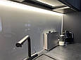 Скляний однотонний фартух на стіну кухню / Скиналі сірого кольору, фото 4