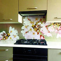 Стеклянная кухонная панель / Скинали Цветущая вишня