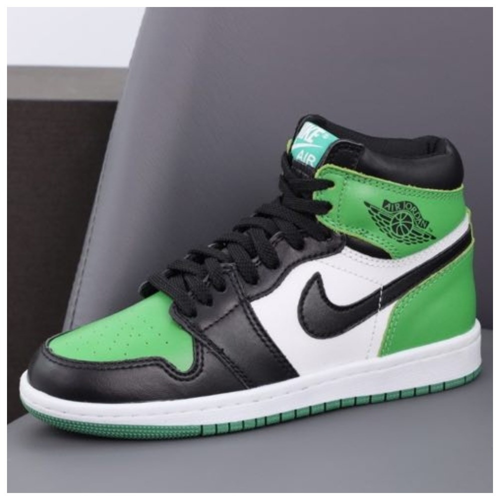 Чоловічі / жіночі кросівки Nike Air Jordan 1 Mid Green Black White, шкіряні кросівки найк аір джордан 1 ретро мід аїр, фото 1
