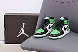 Чоловічі / жіночі кросівки Nike Air Jordan 1 Mid Green Black White, шкіряні кросівки найк аір джордан 1 ретро мід аїр, фото 8