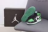Чоловічі / жіночі кросівки Nike Air Jordan 1 Mid Green Black White, шкіряні кросівки найк аір джордан 1 ретро мід аїр, фото 3