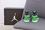 Чоловічі / жіночі кросівки Nike Air Jordan 1 Mid Green Black White, шкіряні кросівки найк аір джордан 1 ретро мід аїр, фото 7