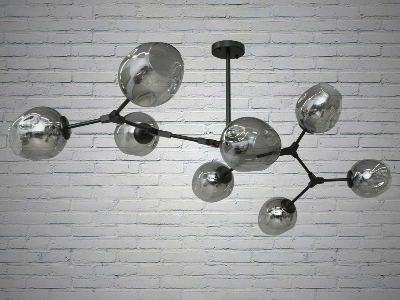 Люстра молекула в стиле лофт со стеклянным плафоном Diasha HXD8022/8BK+GR - фото 2 - id-p1586386843