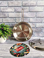 Сковорода 20*5см стальная с крышкой (крышка сталь, ручка сталь), OMS Collection, арт.2004 - Vida-Shop