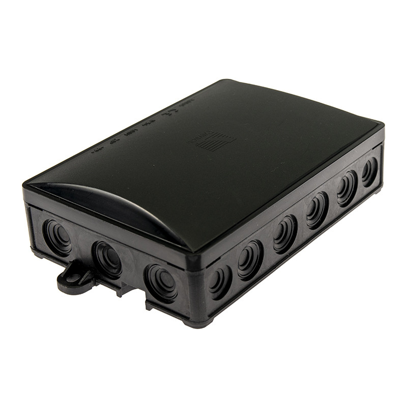 Розподільна коробка Pawbol 130x90x40 IP54 18-вводів чорна (A.0065C), фото 1