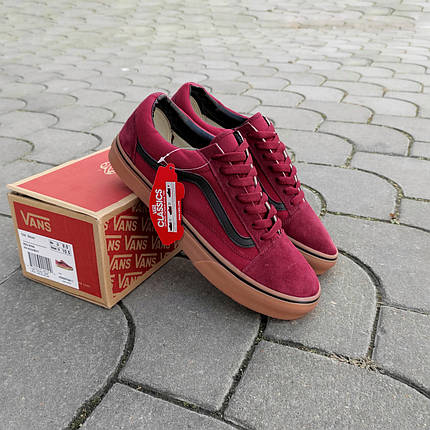 Мужские кеды VANS BORDO бордовые красные замшевые деми демисезон Чоловічі кеди бордові червоні, фото 1