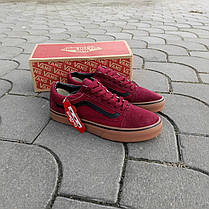 Мужские кеды VANS BORDO бордовые красные замшевые деми демисезон Чоловічі кеди бордові червоні, фото 5