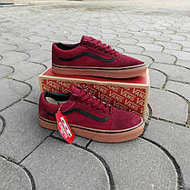 Мужские кеды VANS BORDO бордовые красные замшевые деми демисезон Чоловічі кеди бордові червоні, фото 3