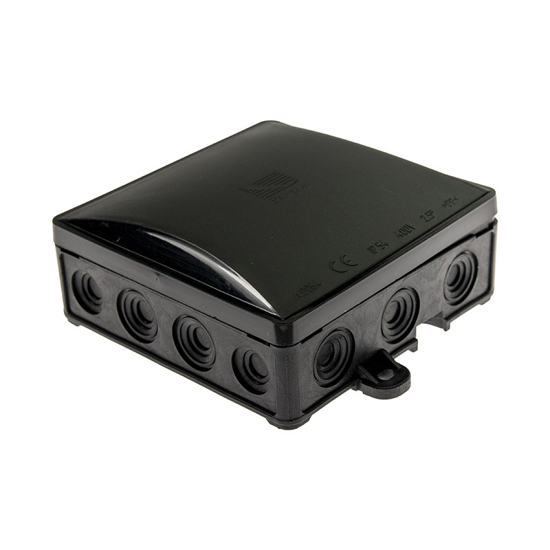 Розподільна коробка Pawbol 90x90x40 IP54 14-вводів чорна (A.0064C), фото 1