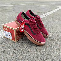 VANS Old Skool BORDO / Black Кеды Ванс унисекс бордовые красные с черной полосой замшевые демисезон EUR 41 - (26.5 cm)