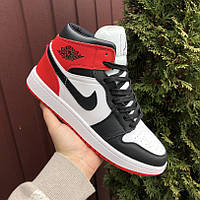 Мужские кроссовки Nike Air Jordan кожаные баскетбольные черно-белые красные