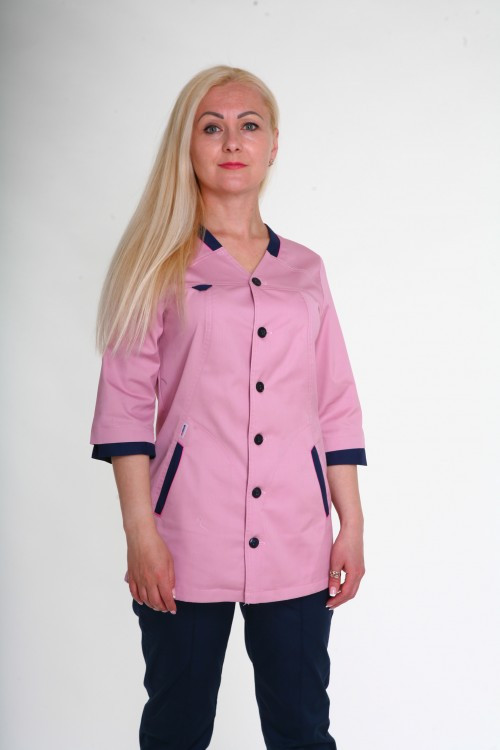 Костюм медичний жіночий пудра з синім (коттон, 42-66, 3259), фото 1